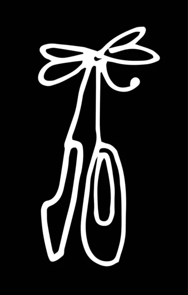 Начерк Балетних Квартир Лук Векторна Пара Жіночого Балетного Взуття Стрічці — стоковий вектор
