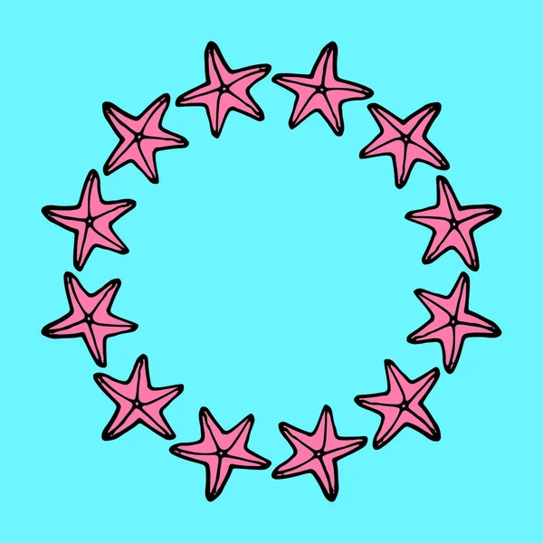 Διανυσματικό Στρογγυλό Πλαίσιο Από Ροζ Αστερία Κενό Χώρο Στο Εσωτερικό — Διανυσματικό Αρχείο