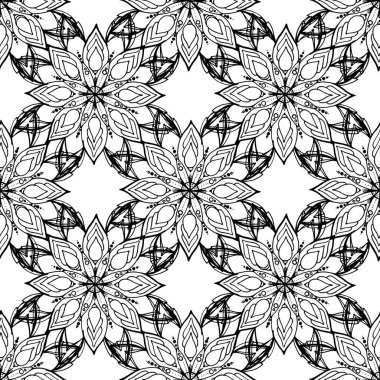 Beyaz arka planda soyut tarzda kusursuz bir mandala deseni çiz. El çizimi karalama. Beyaz arka plan. Klasik baskı. Geometrik sanat. Grafik element vektörü. Soyut retro vektör dokusu.