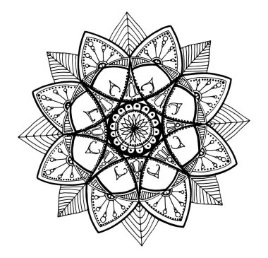 Mandala. Etnik dekoratif unsurlar. El çizimi arka plan. İslam, Arap, Hintli, Osmanlı motifleri. Mandalas. Etnik dekoratif unsurlar. El çizimi arka plan. İslam, Arap, Hintli ve Osmanlı motifleri. çiçek ana hatları yuvarlak biçimlendirilmiş simetrik desen 