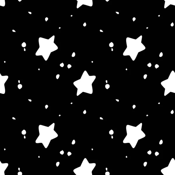 Векторный Бесшовный Рисунок Звездное Небо Фон Белых Звезд Точек Рисунок — стоковый вектор