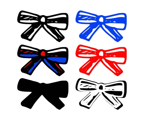 Vector Bow Tie Made Striped Ribbon Red White Blue Color — Stock Vector
