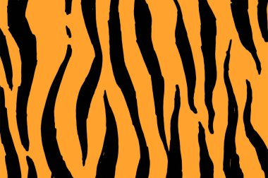 Vector texture of the tiger skin. hand-drawn uneven long strips with a sharp end in black on an orange background for a design template. abstract african tiger background design for any purpose