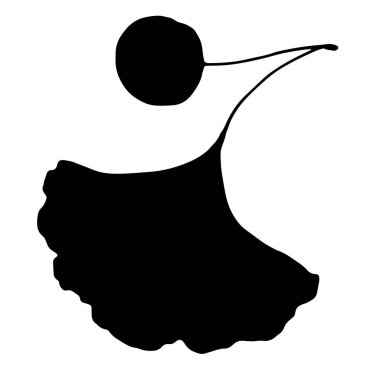 Siyah ginkgo silueti beyaz arka planda güzel bir stile sahip. Soyut arkaplan. İzole vektör çizimi. Vektör çizimi çizimi. Doğa çizimi. Grafiksel element vektörü.