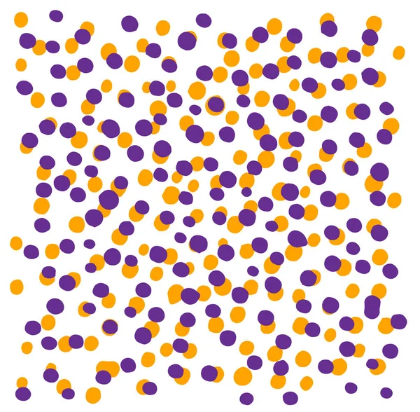 Διάνυσμα Μοτίβο Πορτοκαλί Μωβ Κουκκίδες Λευκό Φόντο Ένα Χειροποίητο Απλό — Διανυσματικό Αρχείο