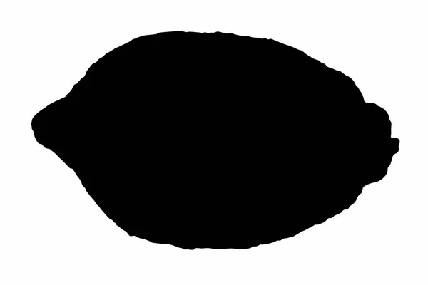 Vetor isolado silhueta LEMON em cor preta, desenhado à mão LEMON inteiro em estilo esboço com um modelo preto em um fundo branco para um rótulo, modelo de design de embalagem — Vetor de Stock