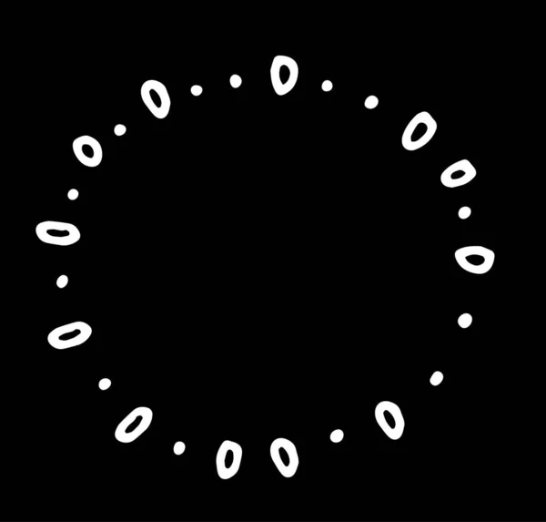 Cadre Rond Isolé Vectoriel Points Ovales Dessinés Main Dans Style — Image vectorielle