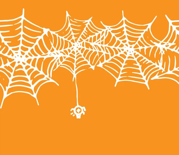 Borde Tela Araña Sin Costuras Con Una Araña Para Halloween — Vector de stock