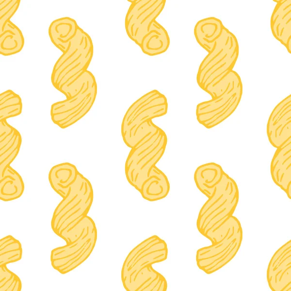 Seamless Pattern Cavatappi Pasta Twisted Spiral Vector Pattern Single Dry — Stock Vector