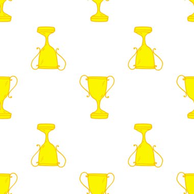 Altın kupadan yapılmış, kusursuz bir desen. Beyaz arka planda bulunan karalama tarzında sarı bir fincanın deseni. Ödül, yan görüş. Tasarım şablonu için sporda bir numaralı kazanan sembol. Vektör altın bardak. Karalama tarzı sarı bir bardak.