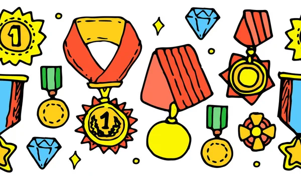 Renkli Kupa Madalyaların Yuvarlak Şeklinin Vektör Şablonu Zafer Için Çeşitli — Stok Vektör