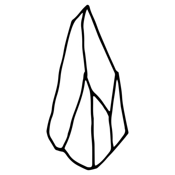 Vector Crystal Mineral Estilo Doodle Desenhado Mão Com Bordas Afiadas — Vetor de Stock