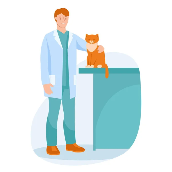 Vétérinaire Avec Chat Illustration Vectorielle — Image vectorielle