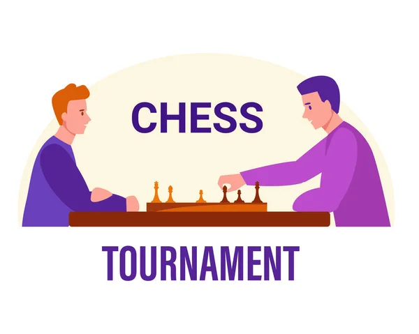 Due ragazzi stanno giocando a scacchi. Illustrazione vettoriale in stile fumetto piatto. Isolato su sfondo bianco. — Vettoriale Stock