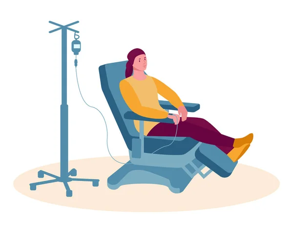 Patient Oncologie Sous Chimiothérapie Une Femme Cancéreuse Goutte Goutte Concept — Image vectorielle