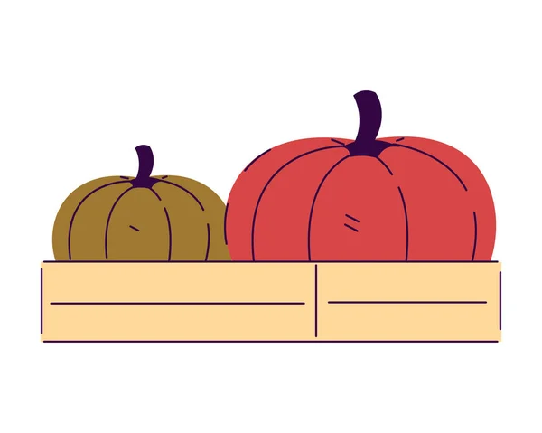 Caja Madera Con Calabazas Ilustración Vectorial Dibujos Animados Planos Aislado — Archivo Imágenes Vectoriales