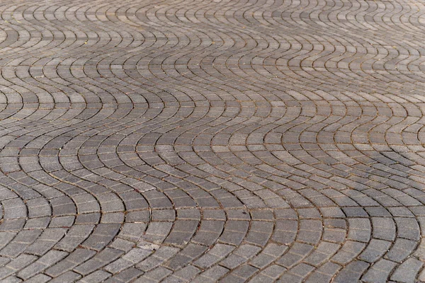 Perspektíva Monotone Gray Brick Stone Pavement Földön Utak Sidewalk Kocsifelhajtó — Stock Fotó
