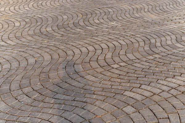 Perspective Viewing Monotone Gray Brick Stone Pavement Ground Roads Sidewalk — Stock Photo, Image