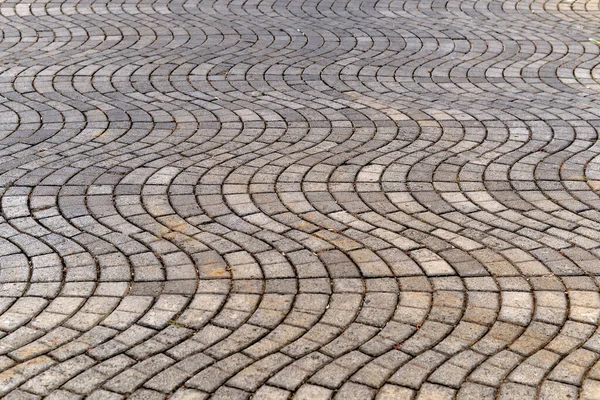 Perspectief Bekijken Monotone Gray Brick Stone Pavement Ground Roads Zijweg — Stockfoto