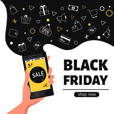 Kara Cuma afişi. Düz biçimli vektör illüstrasyonu.