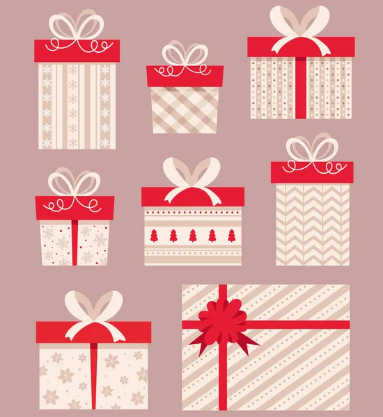 Present Boxes Collection Christmas Gift Vector Illustrations — Stock Vector