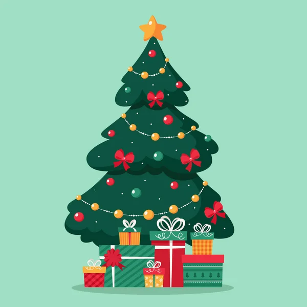 Christmas Tree Presents Merry Christmas Vector Illustration Design — Stock Vector