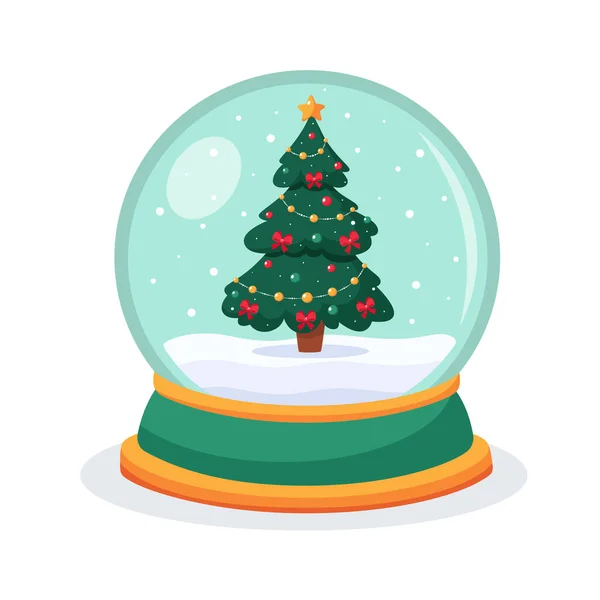 Різдвяна Снігова Куля Ялинкою Всередині Сніговий Глобус Векторні Ілюстрації — стоковий вектор