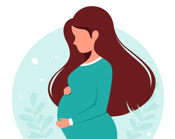 Pregnant Woman Pregnancy Motherhood Vector Illustration Flat Style — Stock Vector