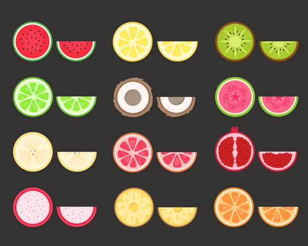 Frutas Prontas Frutos Tropicais Exóticos Ilustração Vetorial —  Vetores de Stock