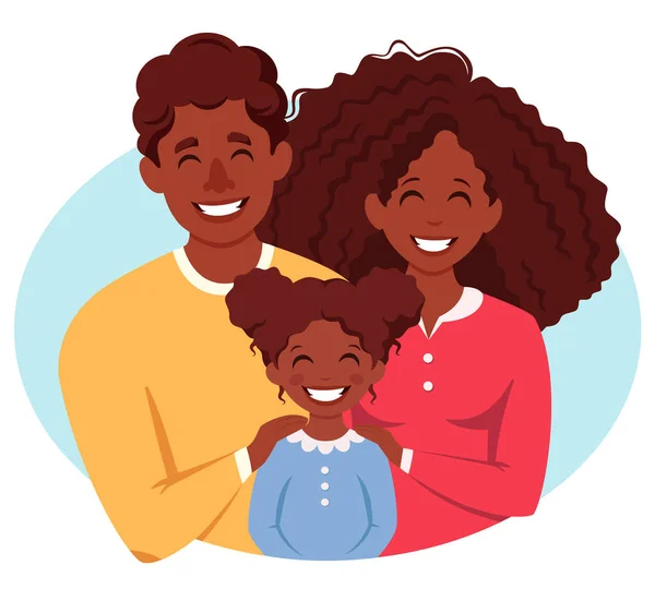 Familia Negra Con Hija Padres Abrazando Hijo Día Internacional Las — Vector de stock