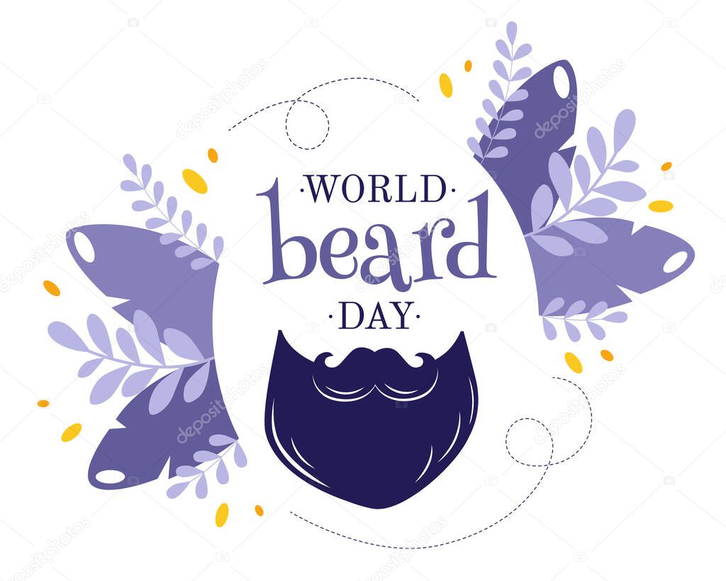 World beard day. Greeting card.  Vector illustration