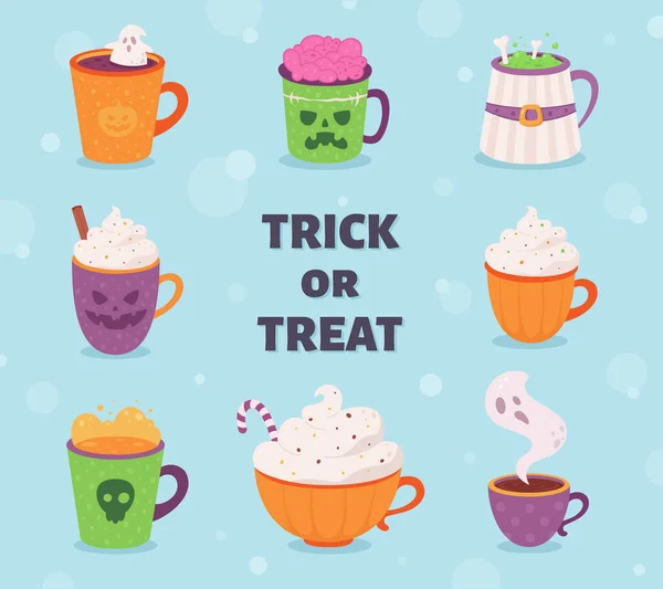 Halloween Drinks Collection Happy Halloween Trick Treat Vector Illustration — Stock Vector