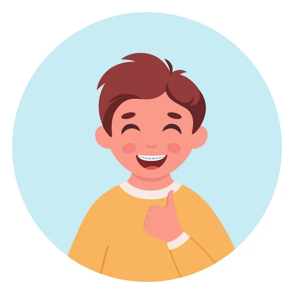 歯を食いしばる少年 歯のケア ベクターイラスト — ストックベクタ