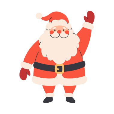 Sevimli komik Noel Baba karakteri. Noel karakteri. Beyaz arkaplanda düz vektör illüstrasyonu