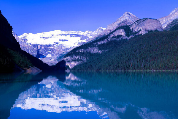 Lake mountain landscape . beautiful nature background. lake louise stock image.