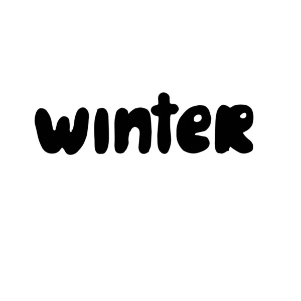 Inverno. Texto de inverno, palavra e letras. Conceito de inverno, modelo de logotipo e sinal. Formato horizontal. Ilustração vetorial para impressão e web. EPS10. — Vetor de Stock