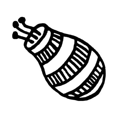 Beyaz arkaplan üzerinde siyah çizgiler halinde tomurcukları olan stilize çiçek