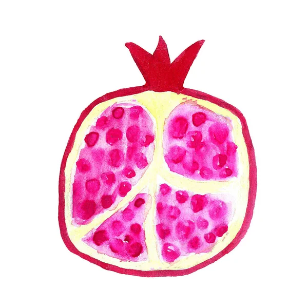 Akvarel Granátové Jablko Exotické Ovoce Ruční Kreslení Iilustrace — Stock fotografie