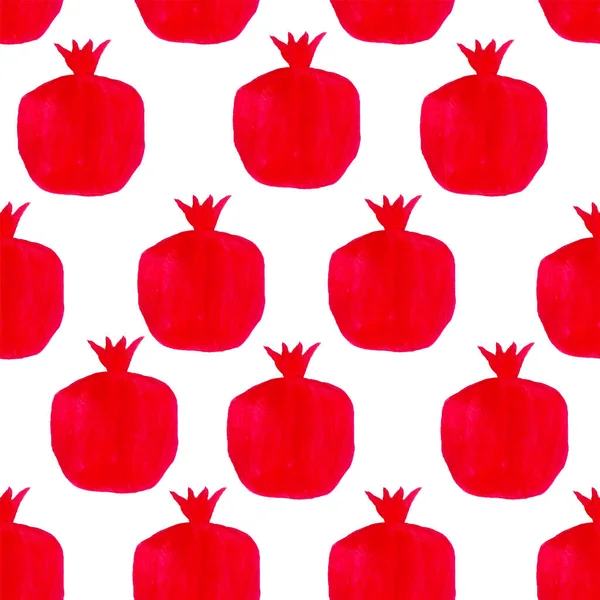 Seamless Pomegranate Pattern Watercolor Handdrawing Fruit Background — Stockfoto