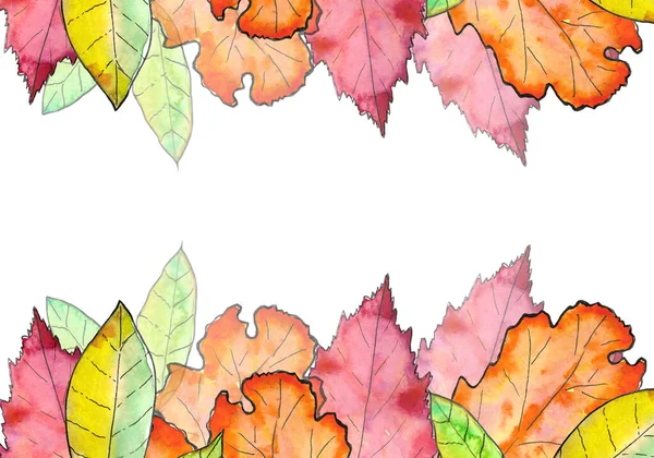 Aquarell gemalt Herbst Blätter Banner und Hintergrund — Stockfoto