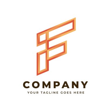 F harfi logo gradyan renk biçimi