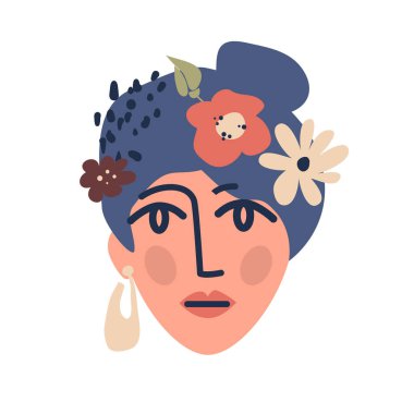 Bir kadının soyut portresi. Modern mürekkep çizim tarzı. Minimalist zarif bir kavram. Vektör çizimi. Beyaz bir arkaplanda izole edilmiş.