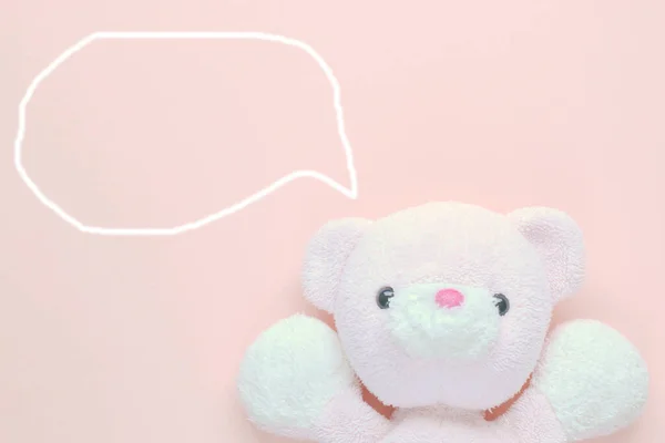 Teddy Bear Thinking Pastel Background Empty Space Putting Your Text — Stock Photo, Image