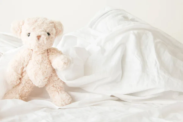 Niedlicher Teddybär Verspielt Mit Stoff Happy Feel Konzept — Stockfoto