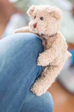 Yalnız kaldığımda oyuncak ayım yanımda.