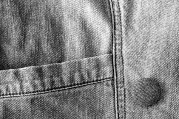 Černé Bílé Džíny Textura Zblízka Záběr — Stock fotografie
