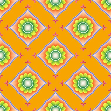 Kusursuz tasarım desenli çiçek, kumaş süsü, çizgili geometrik doku arka planı.