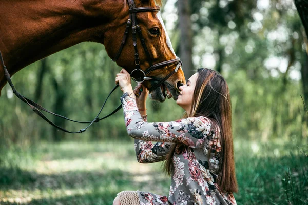 Ragazza e cavallo — Foto Stock