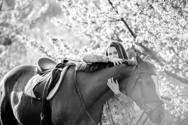 Menina e cavalo — Fotografia de Stock