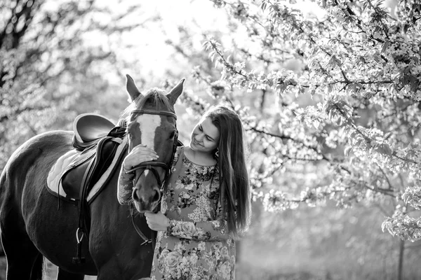 Mädchen und Pferd — Stockfoto